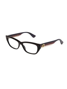Authentic Gucci Black Blue Red Cream Stripe Logo Optical Frames